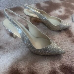 Betsey Johnson Glittering Silver Slingback Heels